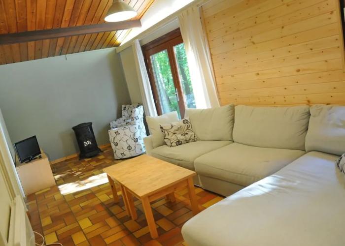 Wooden Chalet With Stove and Microwave Located in the Forest