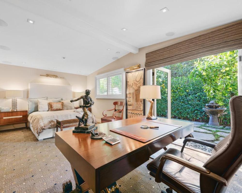 Sophisticated large room with desk and private entrance