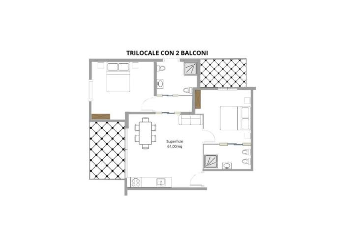 YUGOGO PETRARCA 1 - Trilocale con balcone